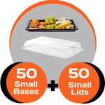 50 Small Catering Platter Bases & 50 Small Clear Lids - Eco-friendly BUMPER BOX
