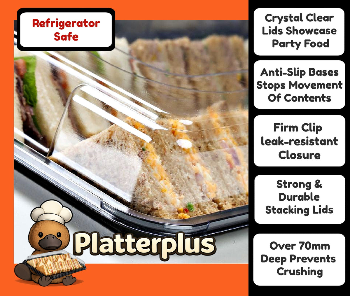 10 Large Serving Platter Trays + 10 Large Lids PLUS 10 Allergy Labels